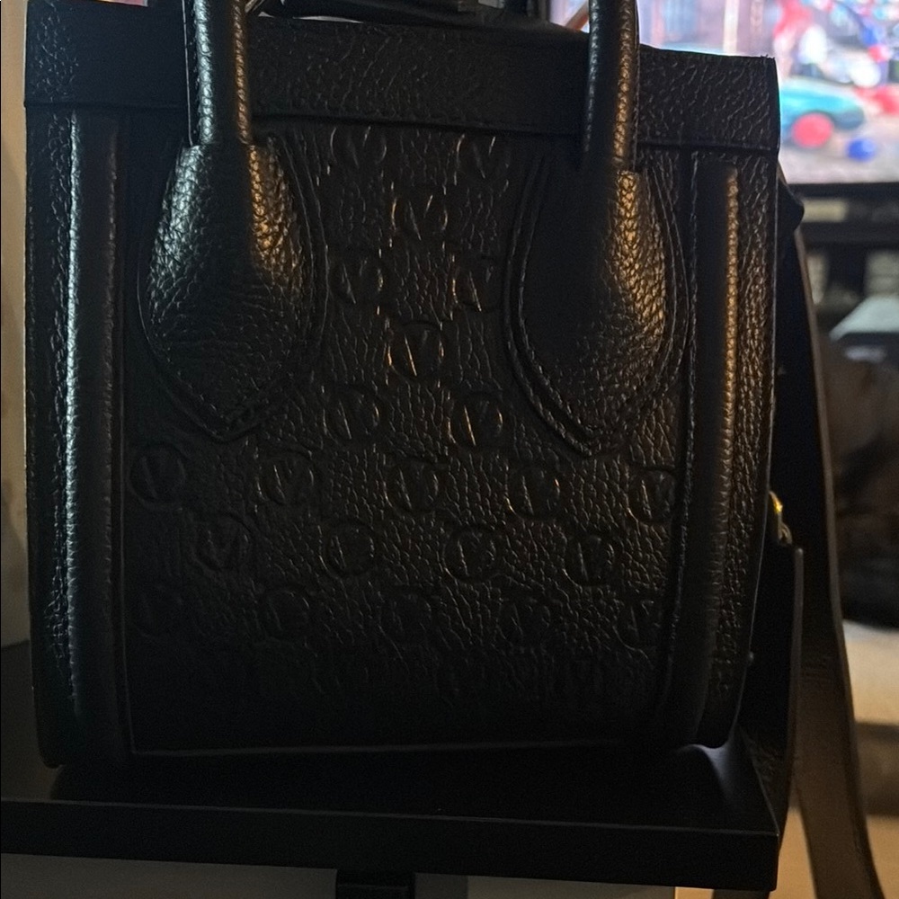 Black Embossed Leather Handbag